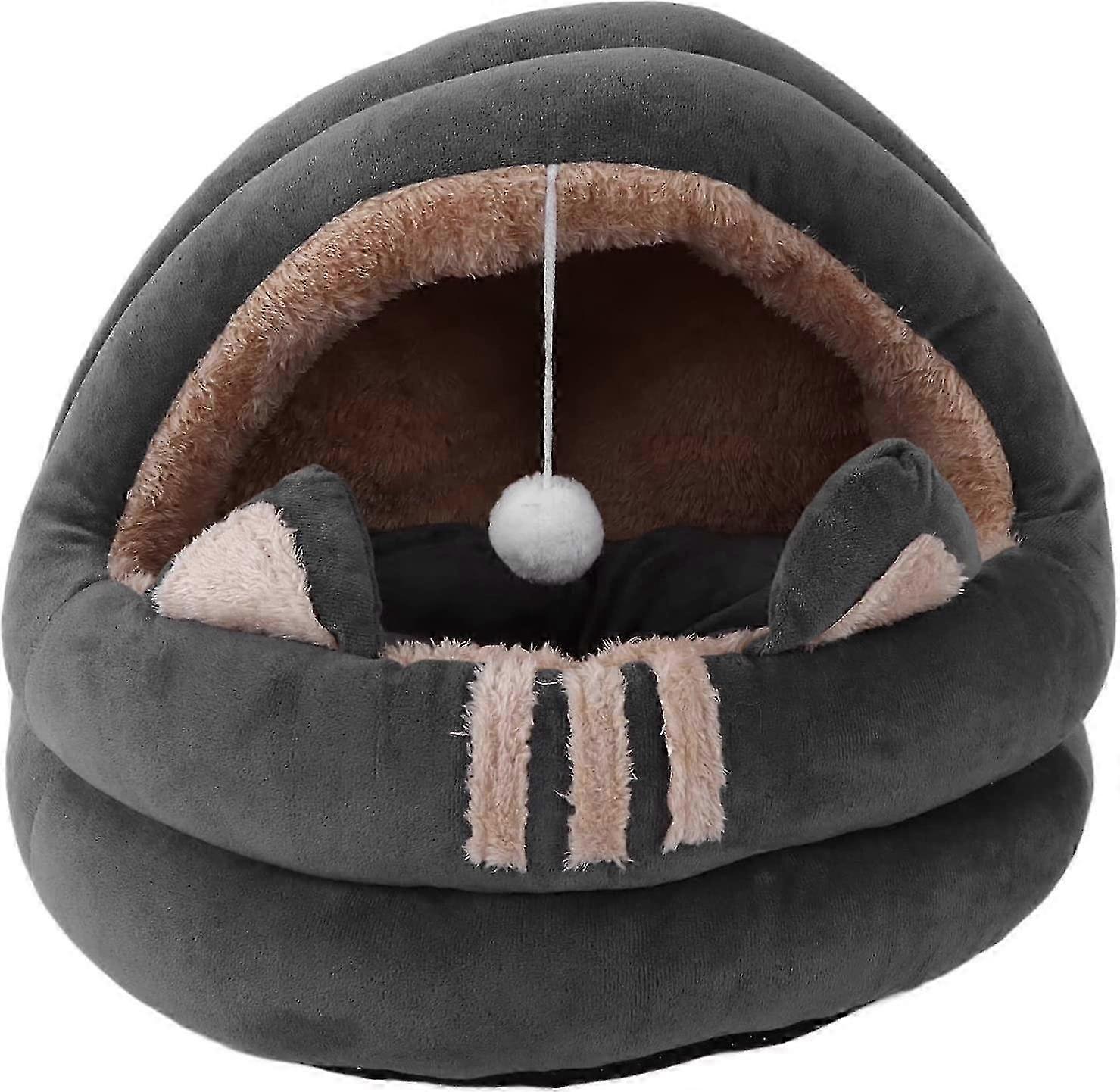 Washable Semi Closed Warm Cat Bed with Removable Cushion for Pets