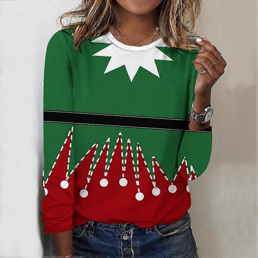 Kvinner Høst Topper Løs Katt Print Kausal Langermet T-skjorte Topp Bluse