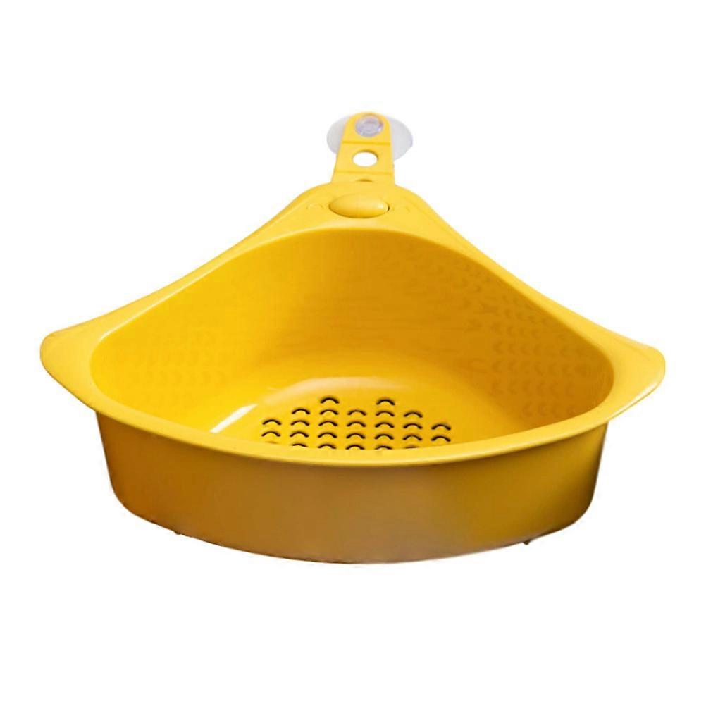 Triangle Sink Corner Storage Basket with Durable Draining Rack, Suction Cups for Kitchen Organization, Multi Functional Sponge Holder and Trash