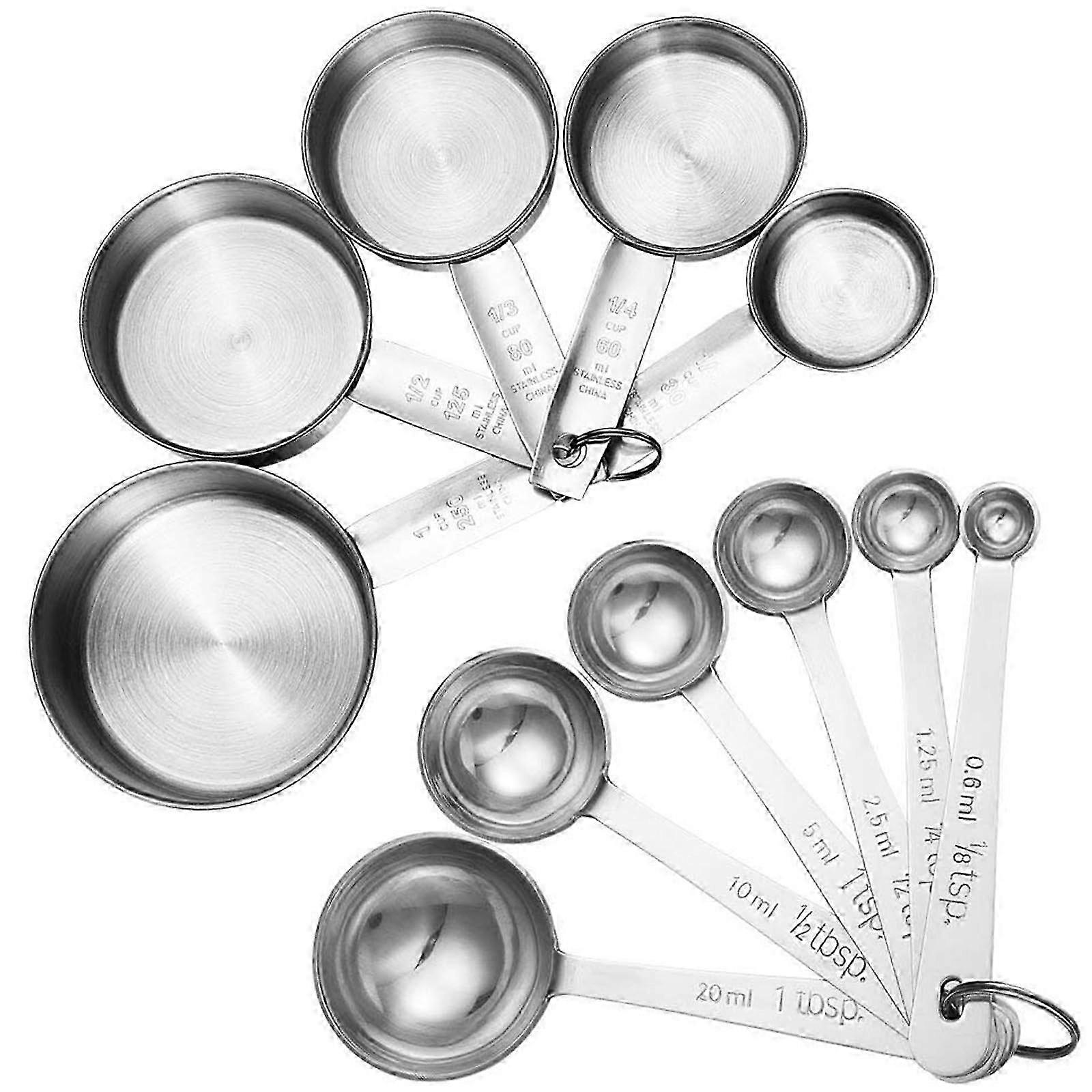 11-Piece Stainless Steel Measuring Spoon & Cup Set, Stackable for Baking