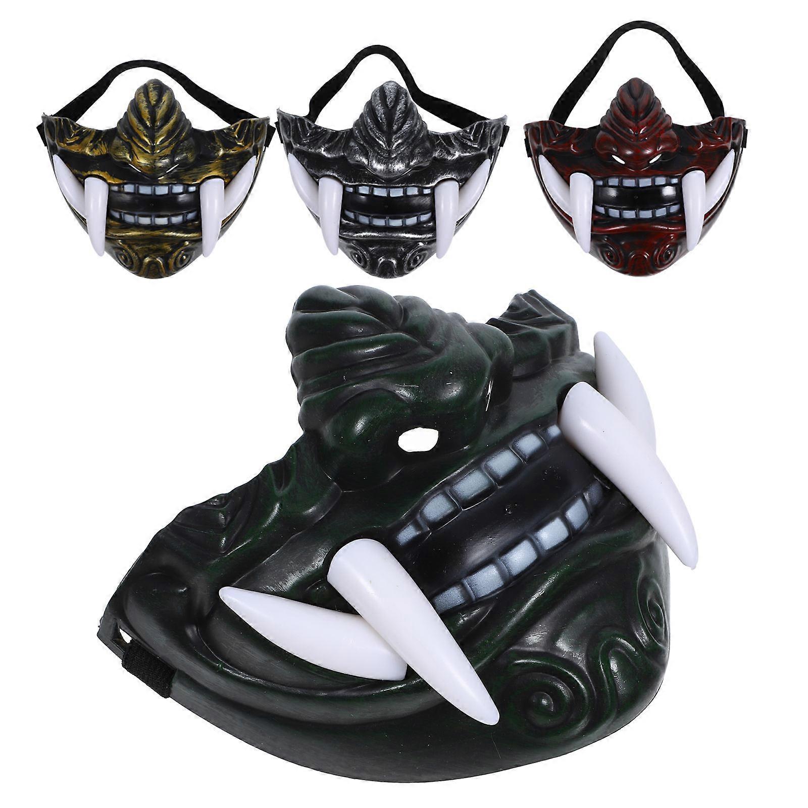 4pcs Japanese Style Cosplay Masks for Party, Theater Performance & Makeup – Gold, Green, Red, Silver Decorative Drama Props