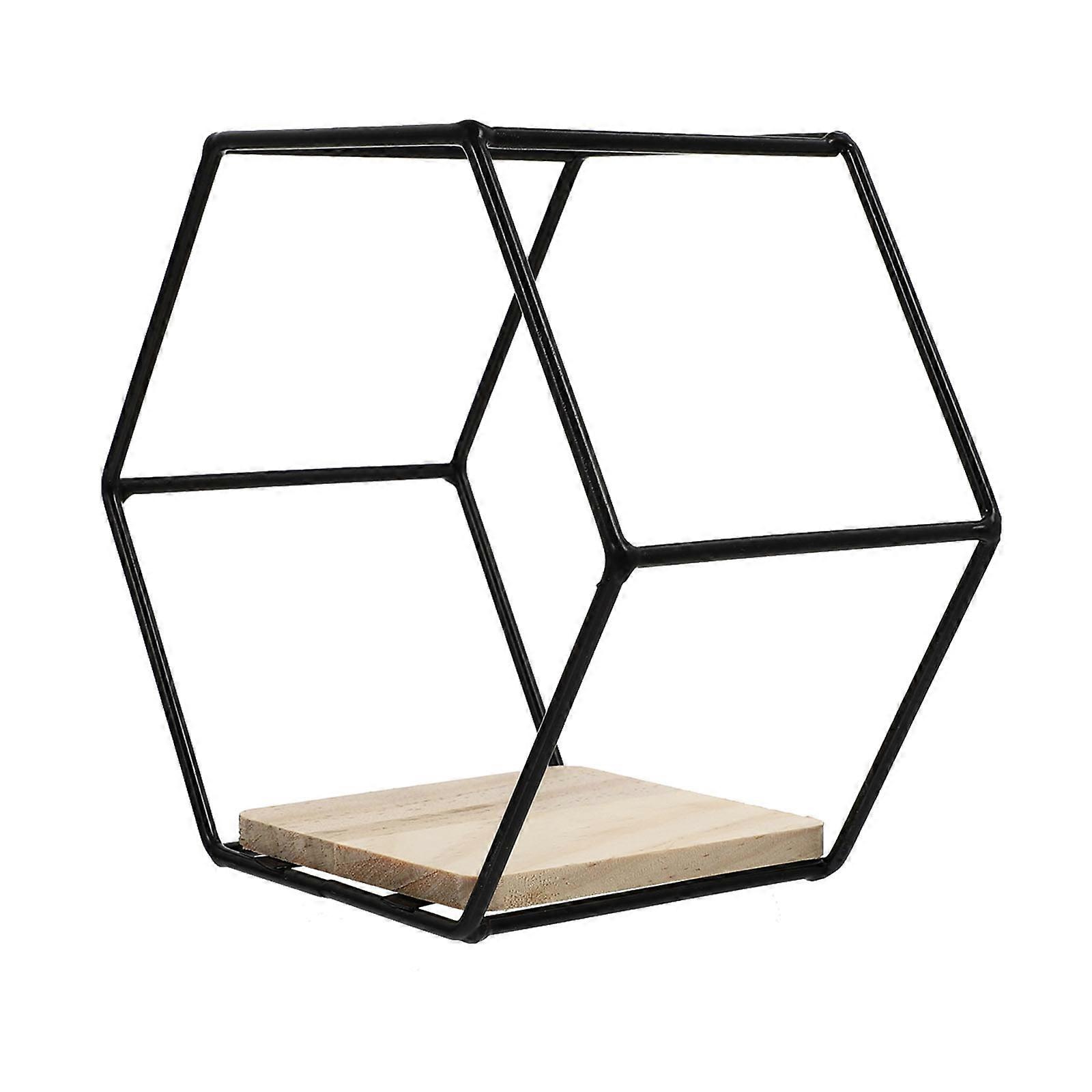 1pc Hexagon Storage mounted Iron Shelf Hanging Organizer