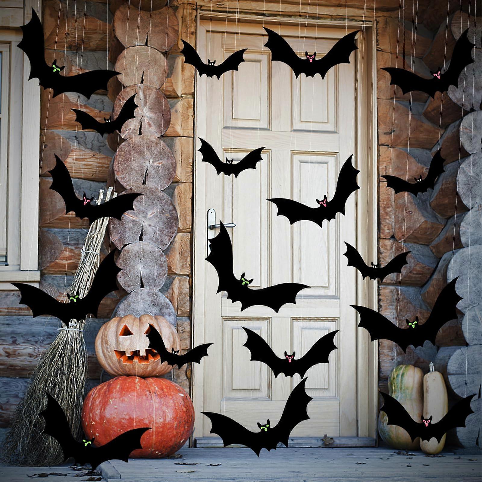 Halloween Bats Decorations with Eye Stickers and Twine Roll