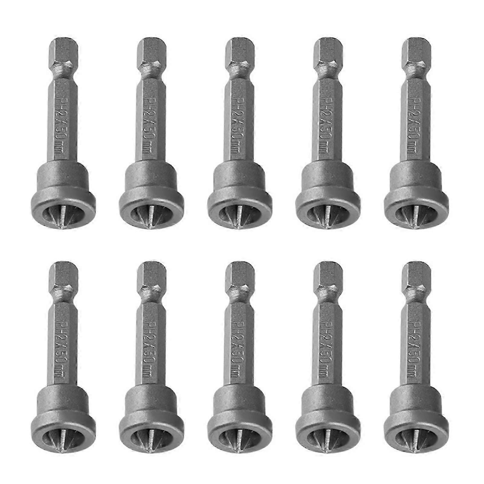 10Pcs 50mm PH2 Magnetic Screwdriver Bits Set for Drywall Plasterboard