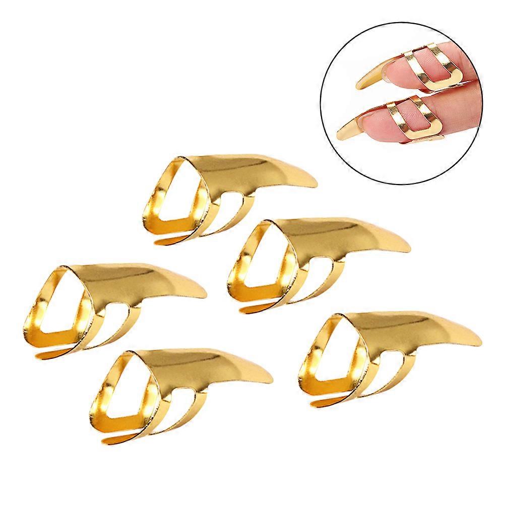 Guitar Finger Pick Plectrums Slide Protect Fingers And Fingernails Performance 5Pcs Golden Stainless Steel