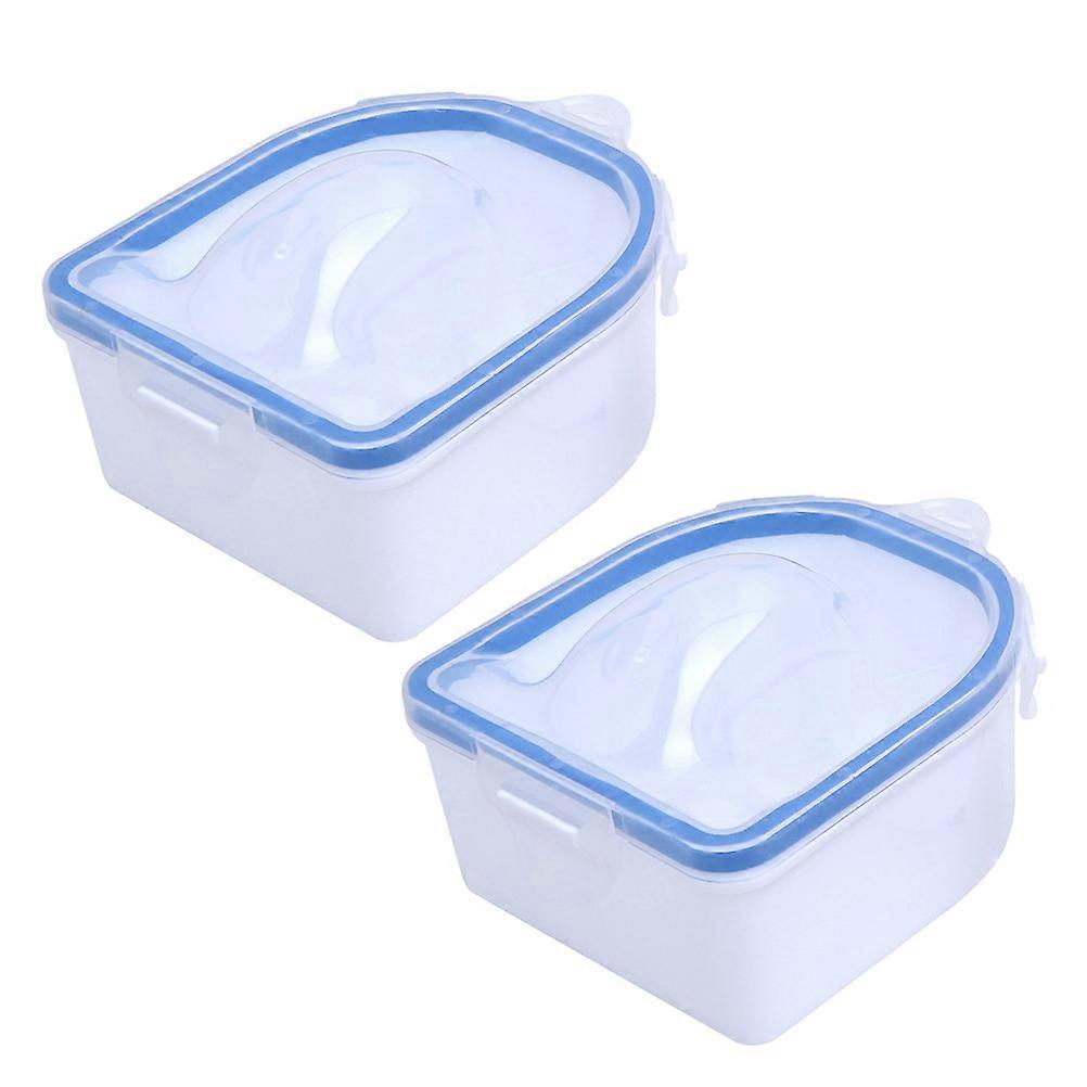 2Pcs Blue Manicure Soaking Bowl for Hand Care with PP Material and Warm Water Function 4.7 Inches