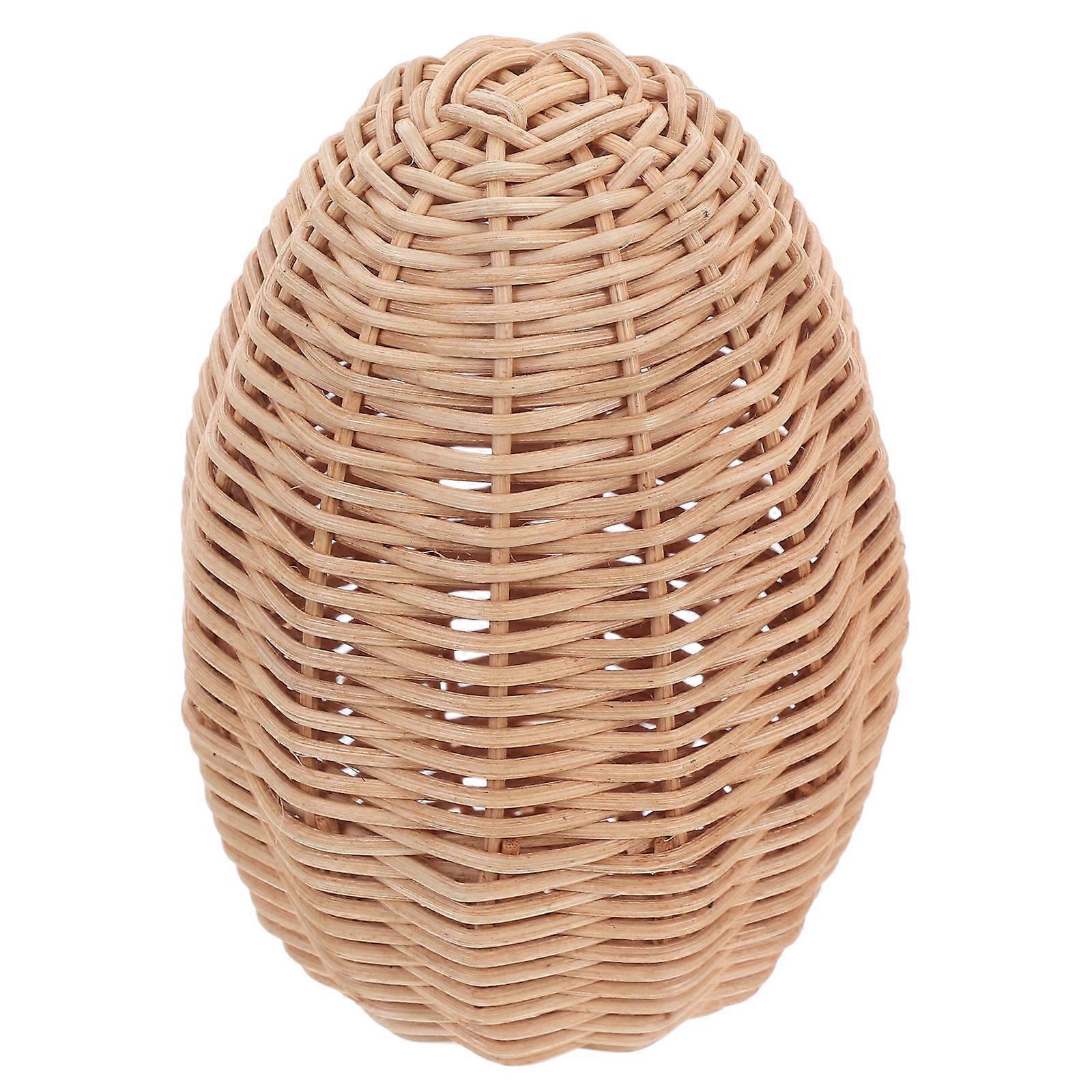 Rustic Brown Decorative Eggs Rattan Easter Table Decor Light Brown 15X10X10CM Festive Atmosphere 1Set