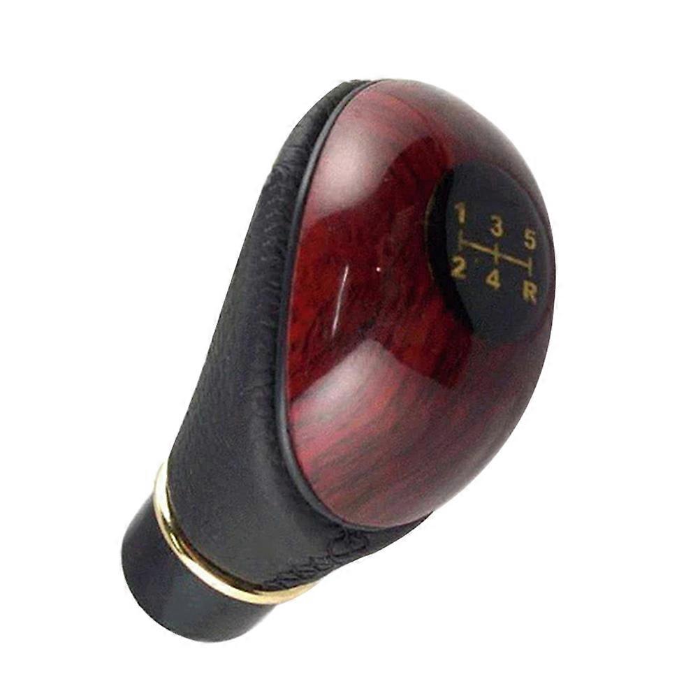 Universal Shift Knob Manual Gear Knob Leather and Simulated Peach Wood for Car Owners Daily Driving 5 x 5 x 9 Cm 1Set