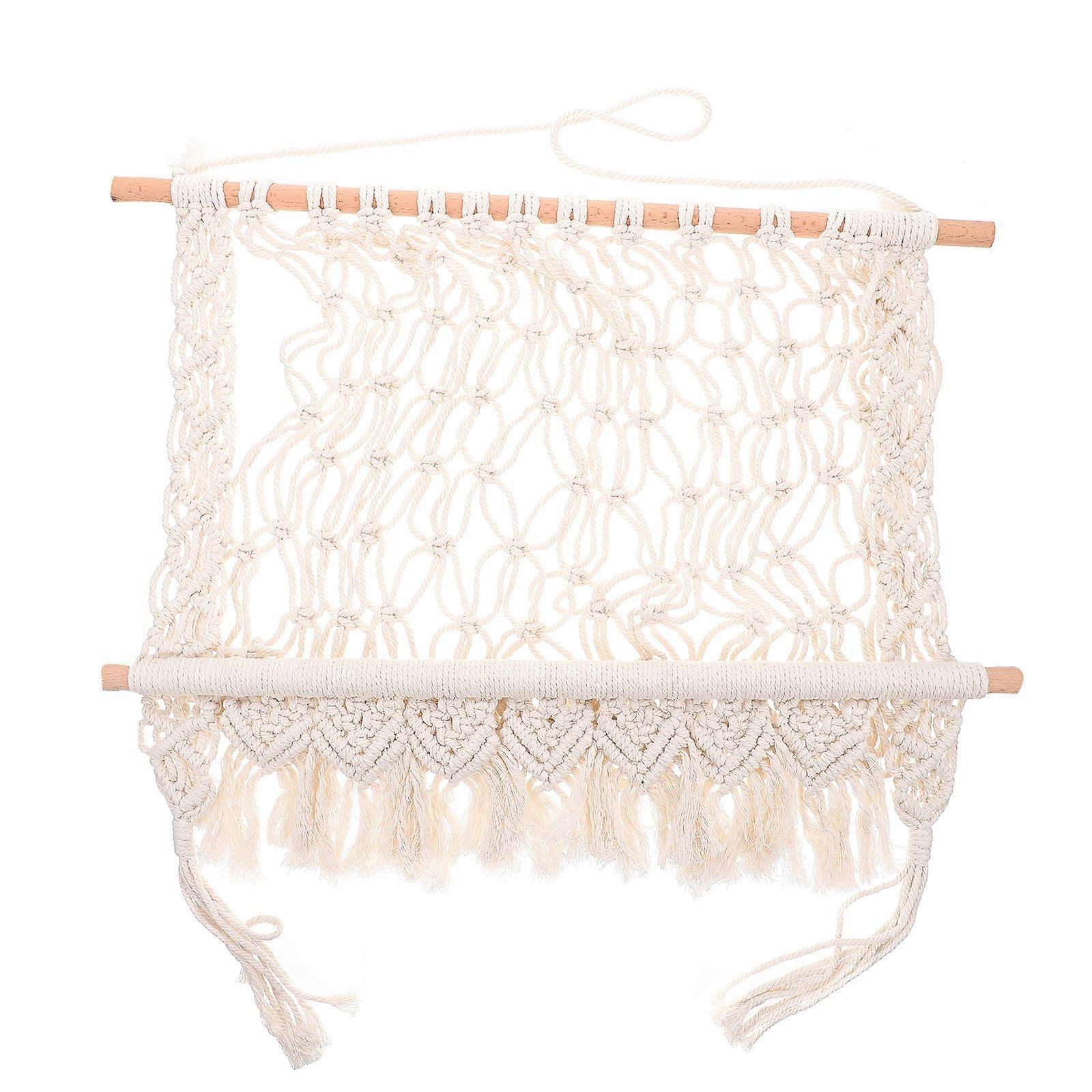 1 Set Multipurpose Tapestry for Tassel Storage Holder Magazines Books Net Bag Hanging Rack