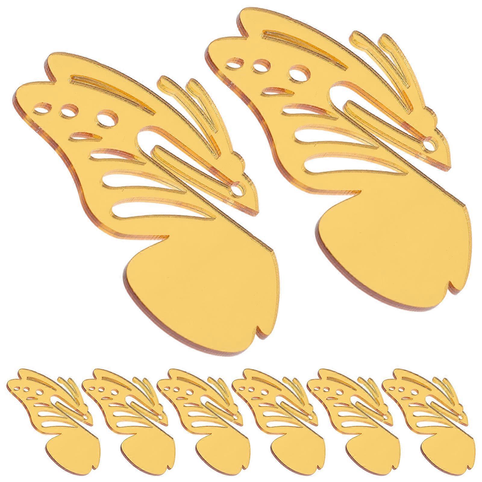 Cup Markers For Dinner Acrylic Wine Marker Butterfly Shape Birthday Party Decoration Golden 6.10X3.30X0.20CM 12Pcs