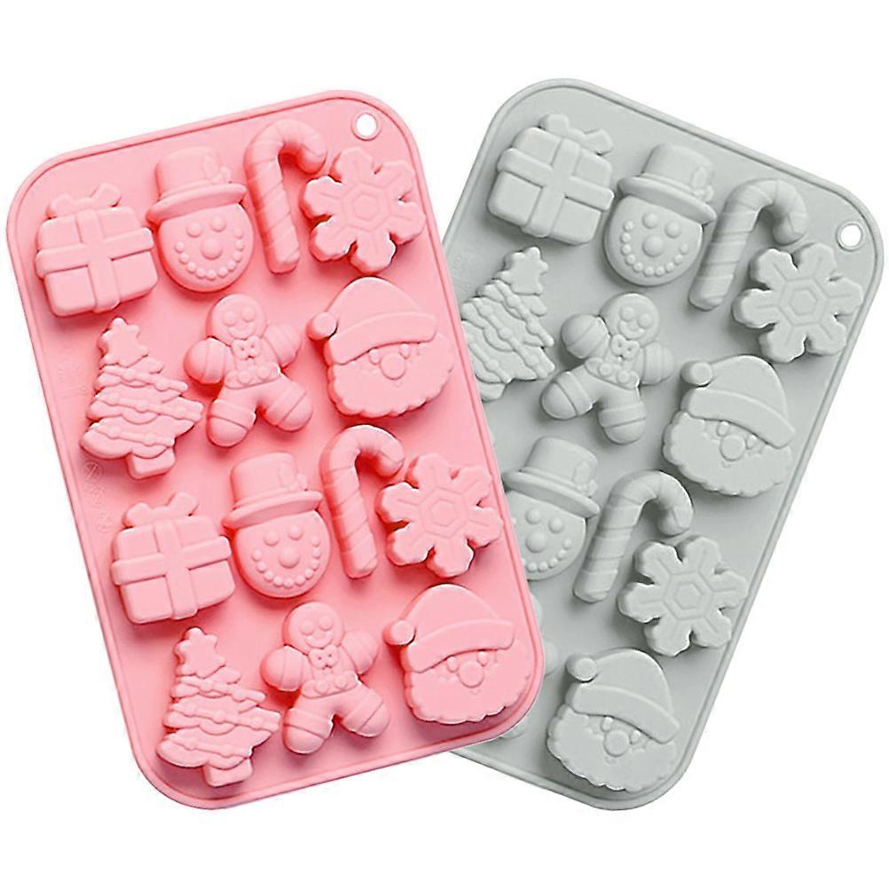 Christmas Silicone Molds 2Pcs Assorted Color Easy Demoulding for DIY Use