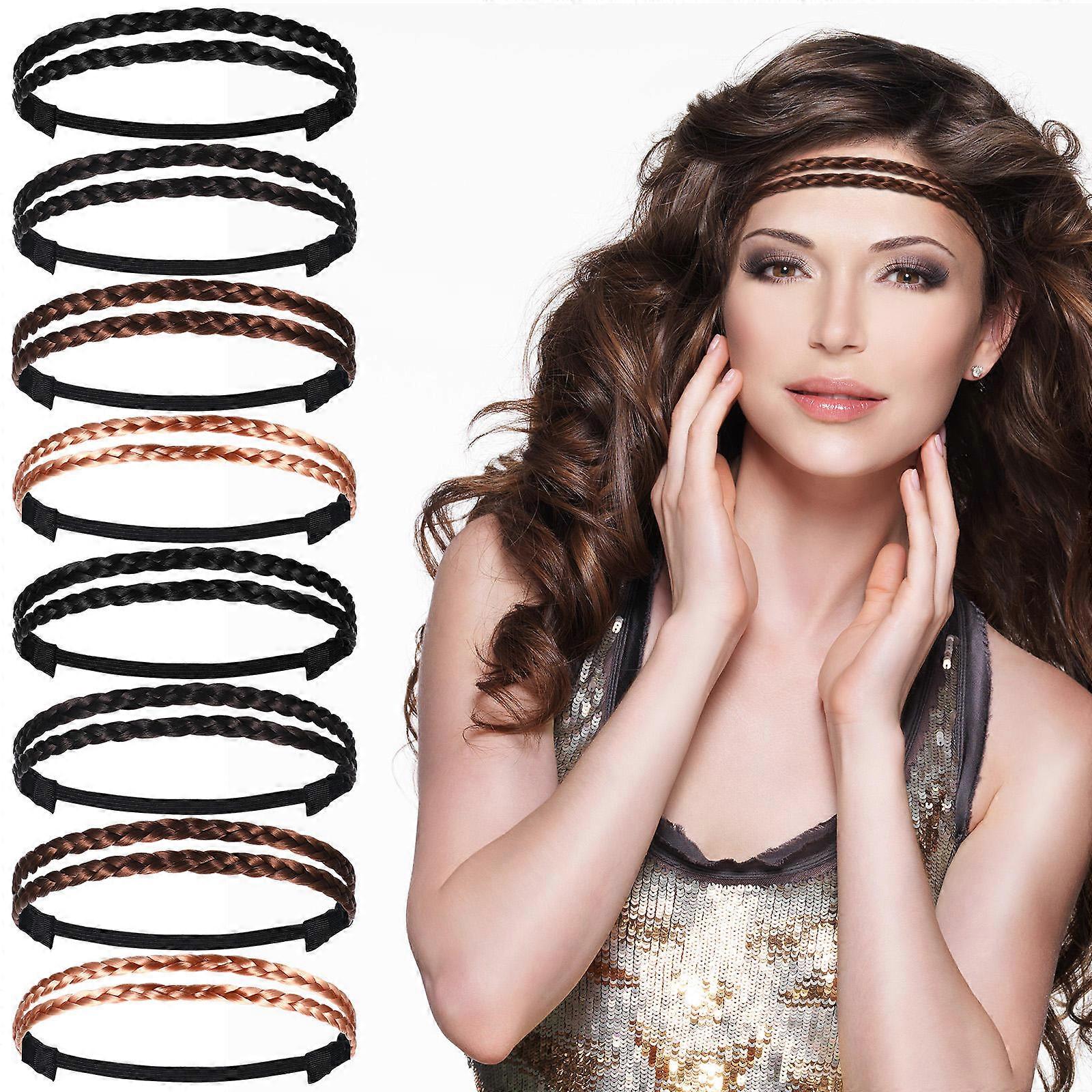 Faixa de Cabelo Elástica Dupla Tecelagem Nó Headband Para Mulheres Penteado Fazendo 12Pack