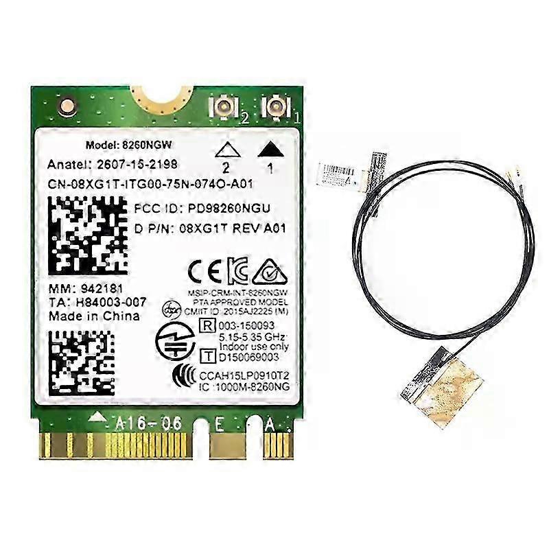 8260 8260NGW WiFi Card+2XAntenna 24G/5Ghz 867M Bluetooth 42 NGFF M2 WiFi Wireless Card Module Fit For  Intel AC 8260