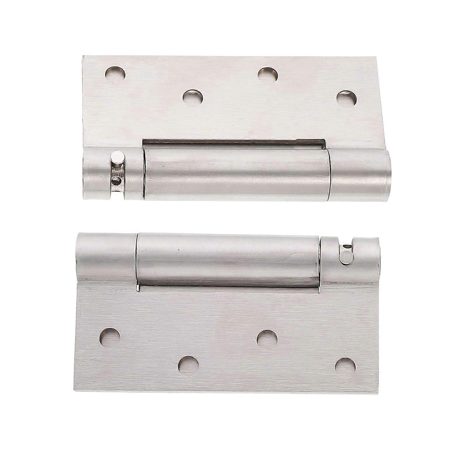 Adjustable Single Spring Door Hinges Self-Closing Function 2Pcs Silver
