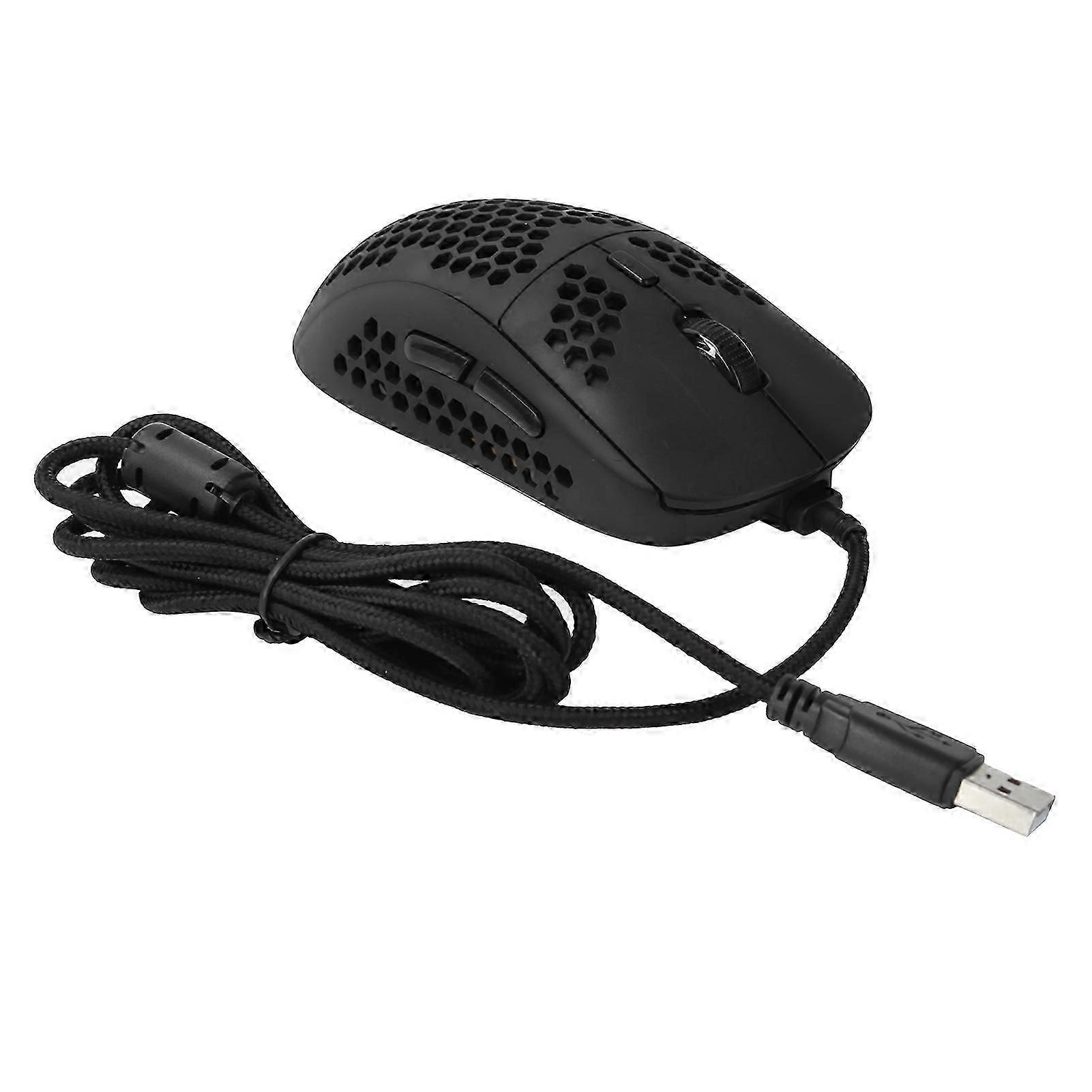Wire Mouse Hollow Design DPI Adjustable RGB Lighting Effect Laptop External Input DeviceBlack
