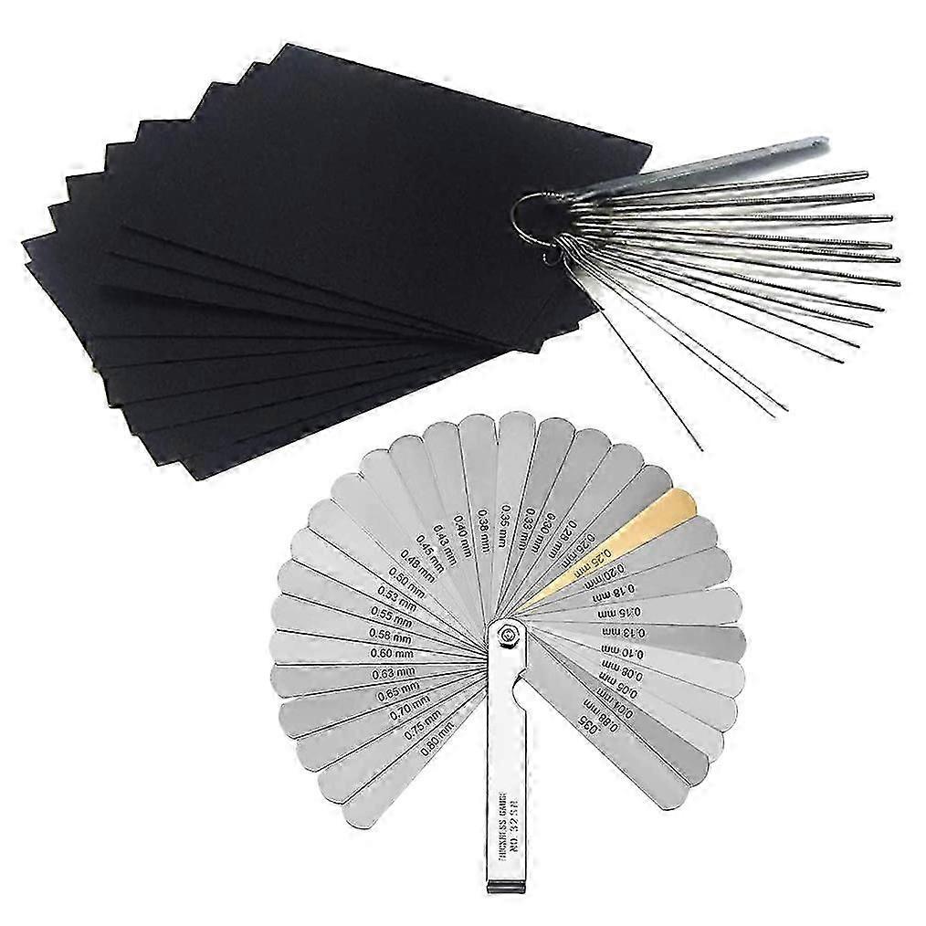 13Pcs Guitar Nut Files Set Bridge Saddle Nut Files + 32 Blades Feeler Gauge Marked Metric and Imper