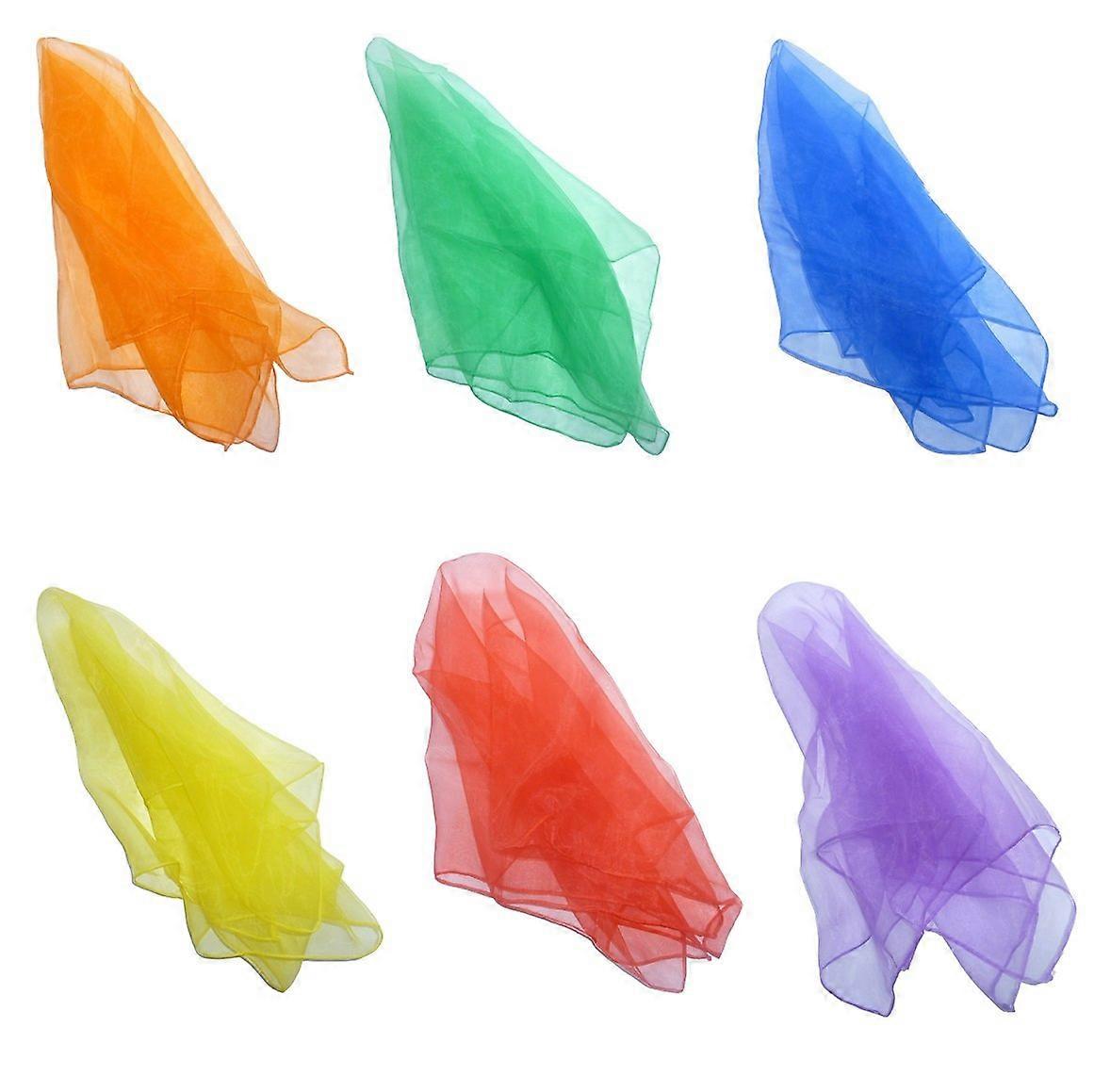 Small Pack of 6 Juggling (Dance) Scarves 40 cm x 40 cm Small Floaty Scarves for Little People, 6 Mixed 6 Mixed small