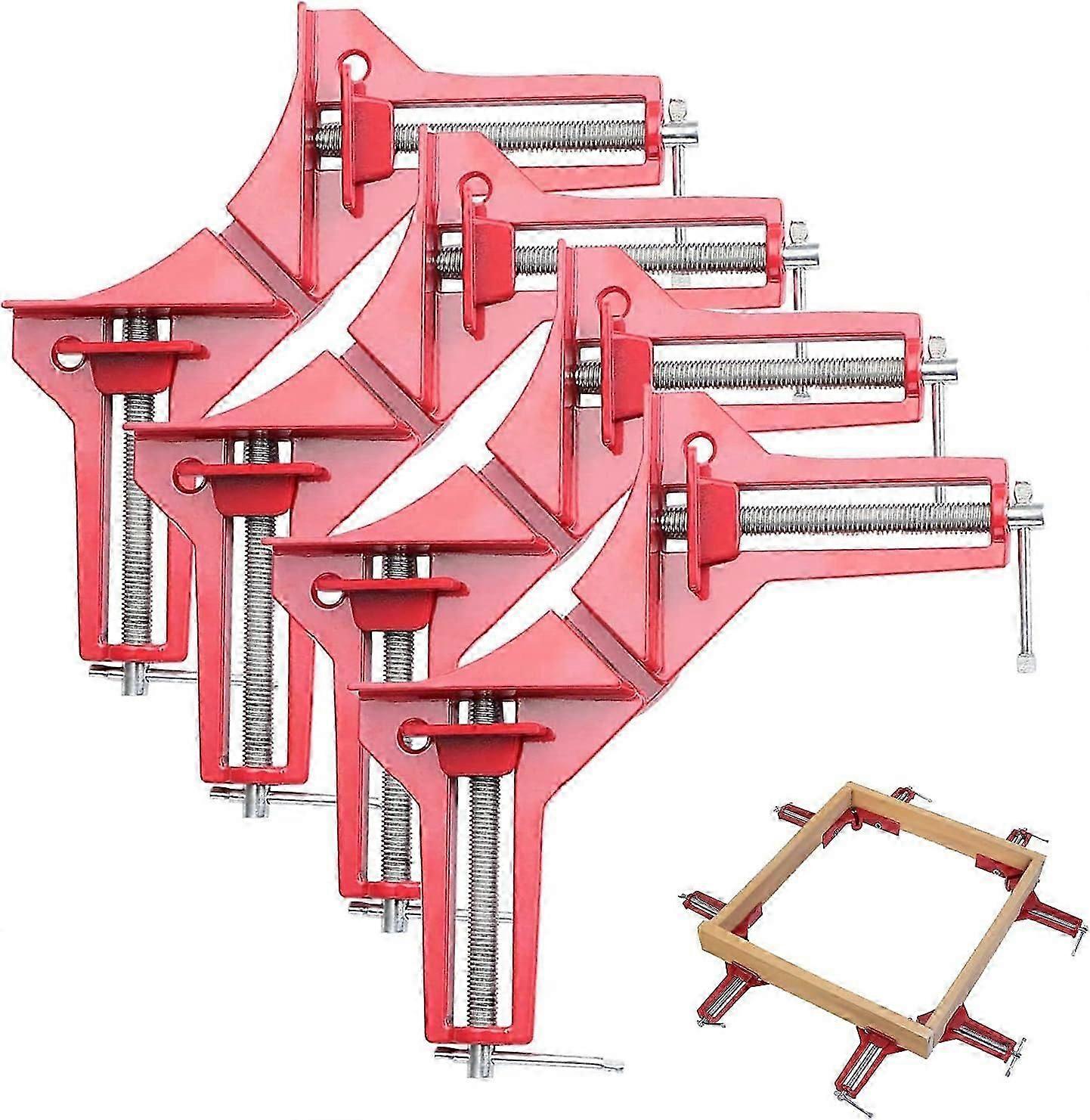 4 Pieces 90 Degree Right Angle Clamp Right Angle Clamp Adjustable Woodworking Angle Vise Set For Multi Picture Frame Wedge Woodworking Welding