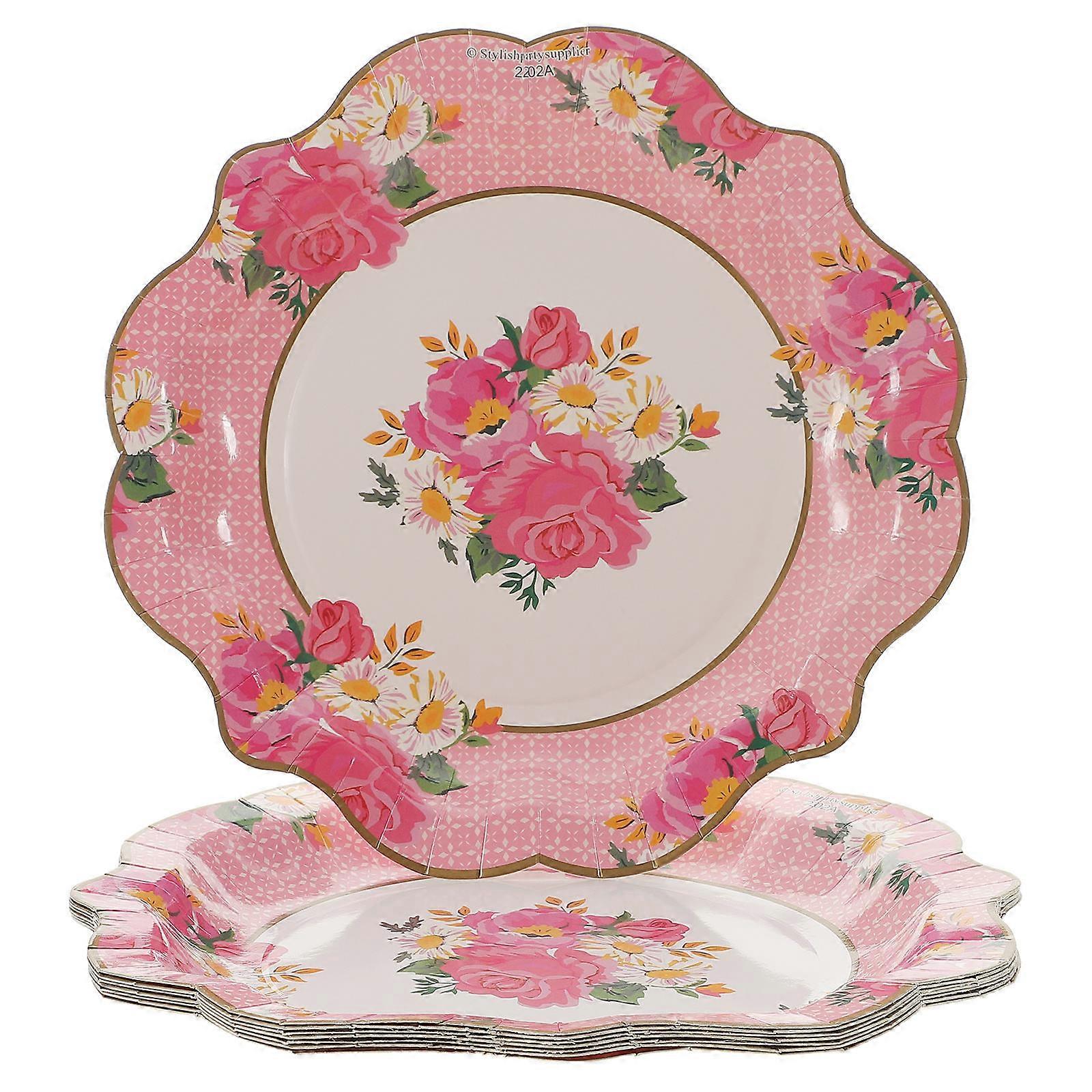 Flower Print Grade Paper Decorative for Picnic 8Pcs