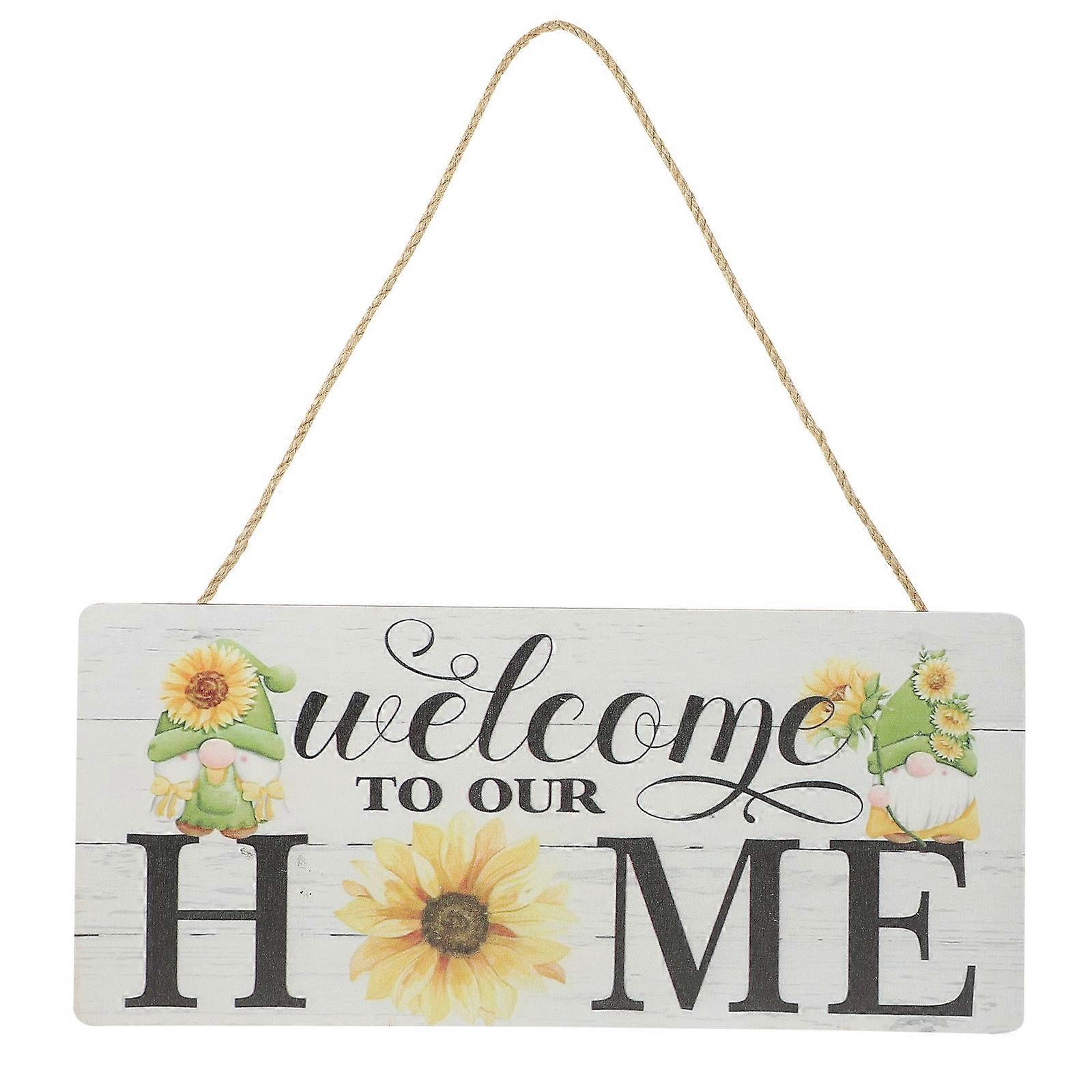 Front Door Decor Welcome Hanging Plaque Wooden Sign Home Decor Simple Style Square Multi 35.00X15.00X0.30CM 1Pack