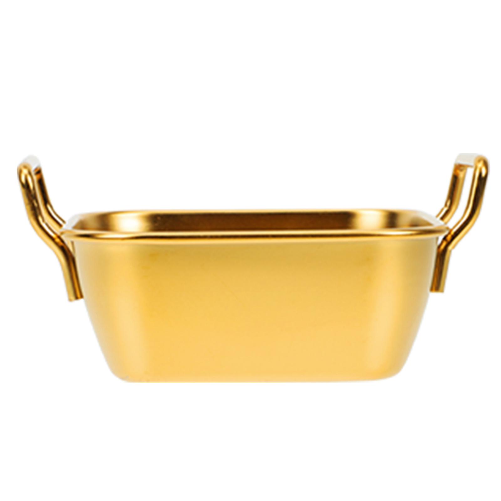 Dipping Trays For Sauce Stainless Steel Snack Plate Home Kitchen Tableware Rectangular Golden 12.5x10.5cm Seasoning Container 1Pack