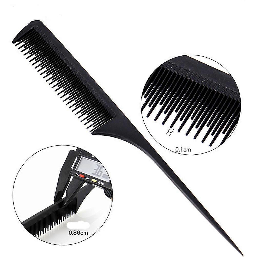 Anti-Static Comb for Home Use 6Pcs Black 23.5*2.7cm Long and Short Teeth