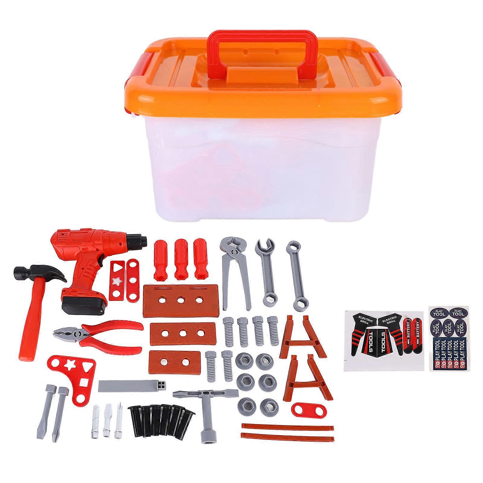 42-Piece Pretend Play Tool Set for Kids with Hammer, Wrench, and Drill