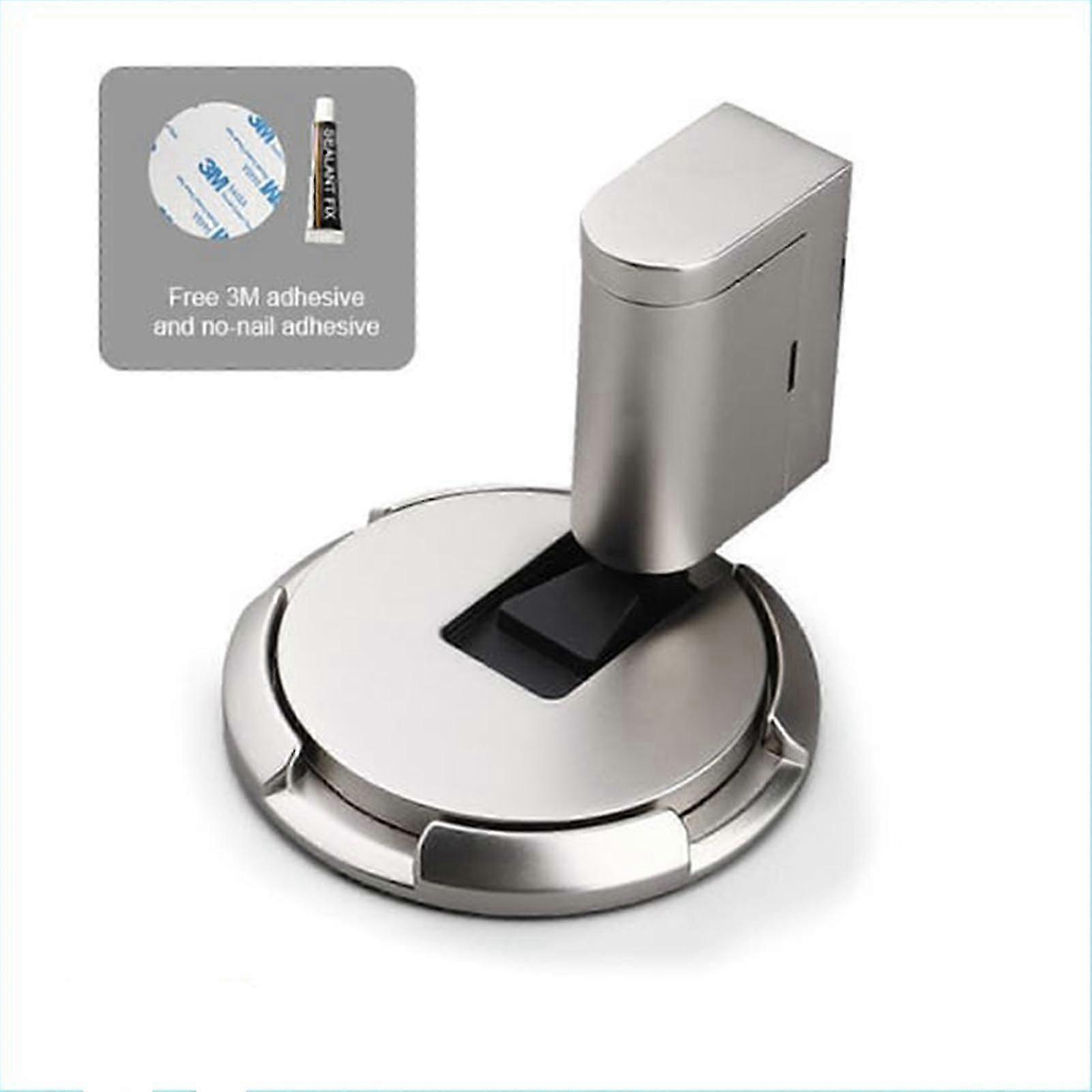 Black Silent Mechanical Floor Door Stop, No-Drill Design