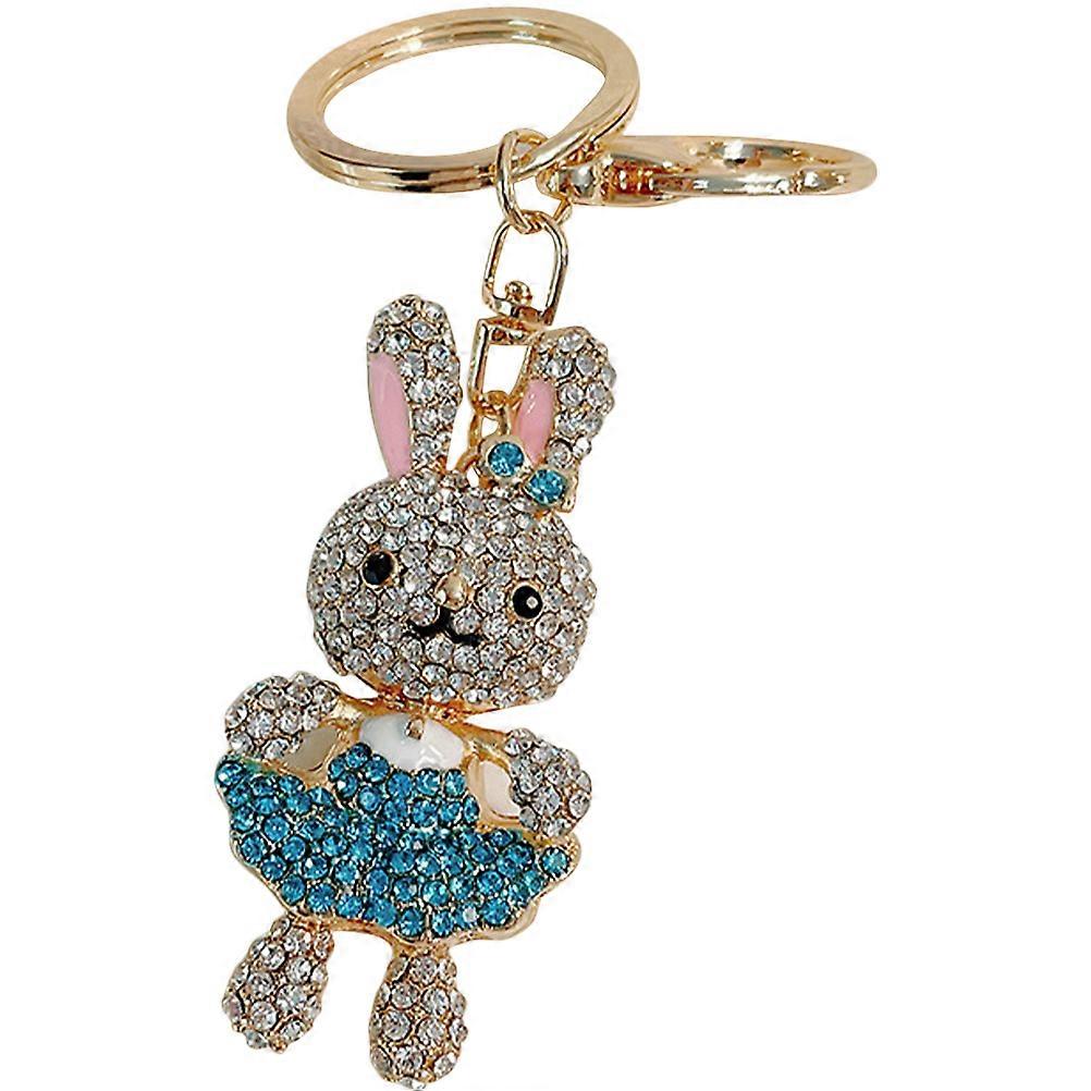 Little Bunny Keychain Rabbit Shape Crystal Rhinestones Fashionable 1Pack