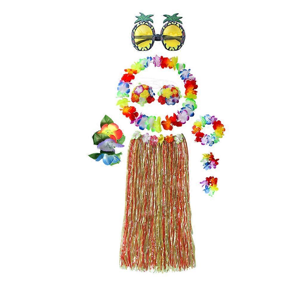 Tropical Theme Dance Costume Set Colorful Skirt For Weddings 60CM Adjustable Headband 8Pcs