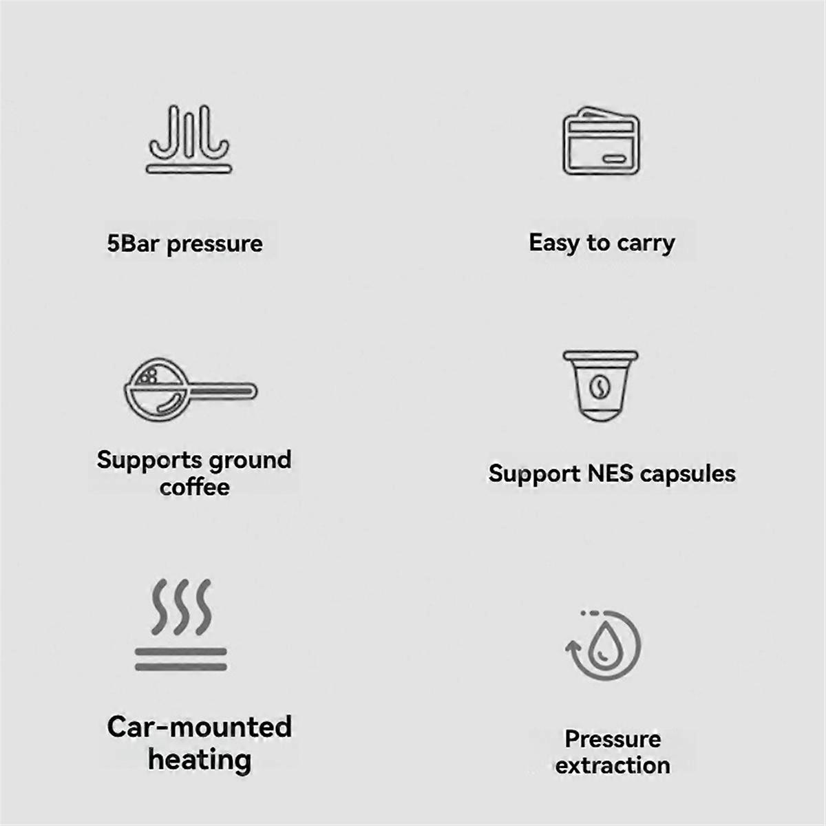 Car Coffee Espresso Maker Portable Coffee Maker 2 in 1 Small Travel Espresso Machine Heating Extraction for RV