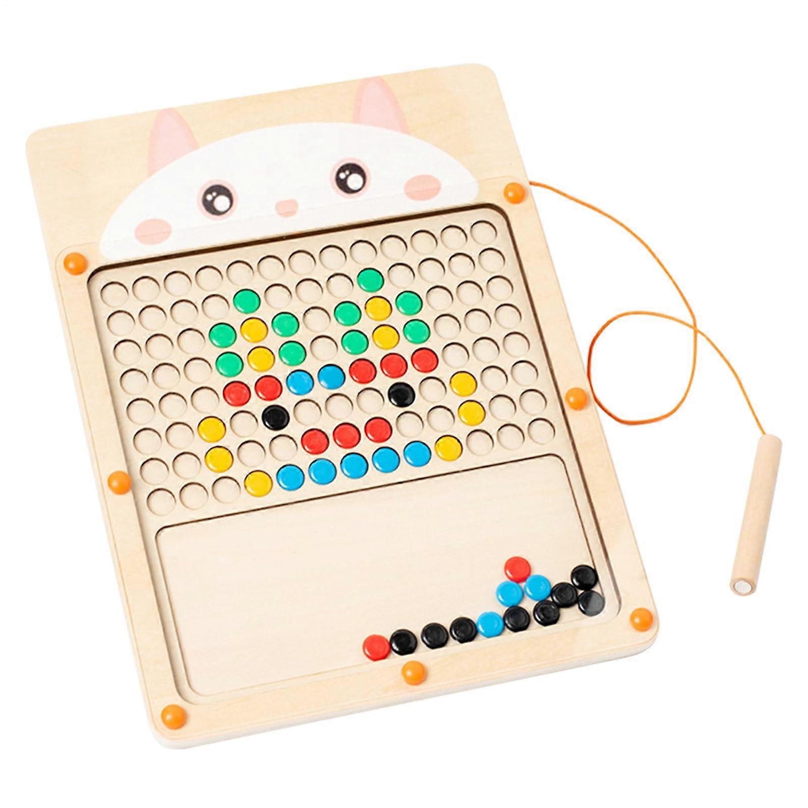 Magnetic Doodle Board Large Wooden Drawing Board With Beads And Pen Color Sorting Puzzle For Girls