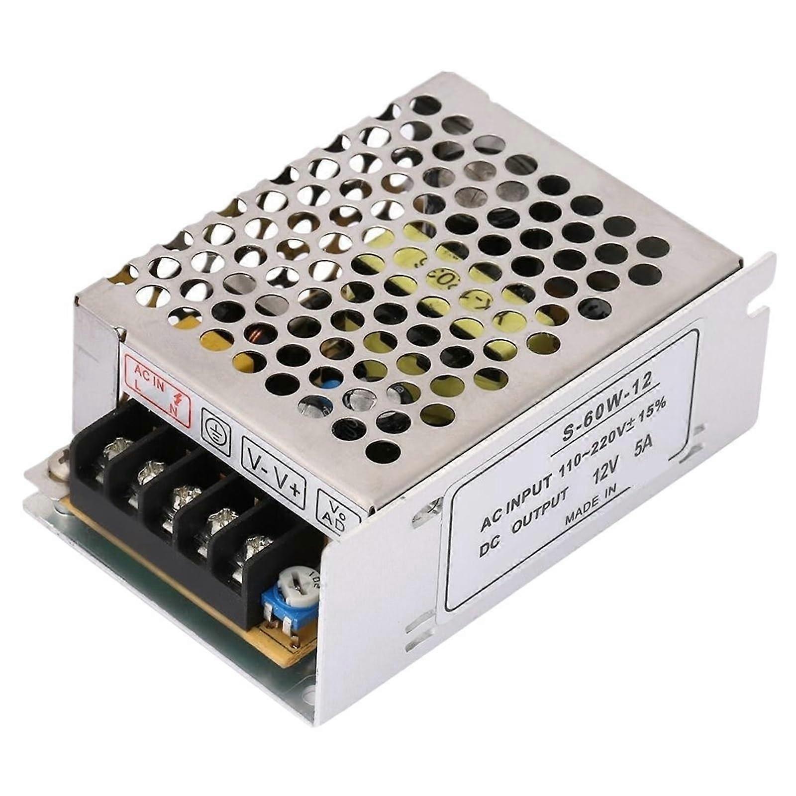 12V 5A Power Adapter 60W Power Supply Transformer Switch 220V AC to 12V DC for LED Strips