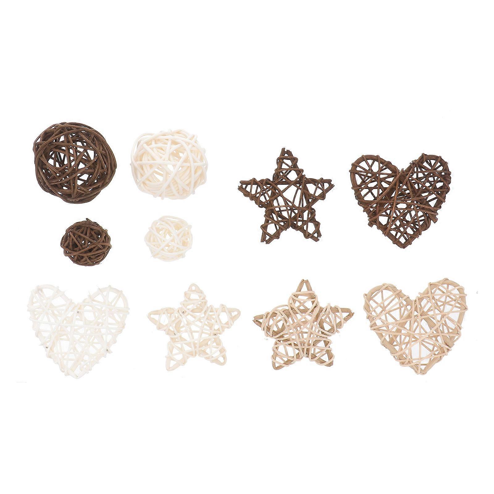 Nordic Style Decoration Rattan Balls Ornaments Home Decor Assorted .5X4.5X4.5cm Hand-woven 10Set