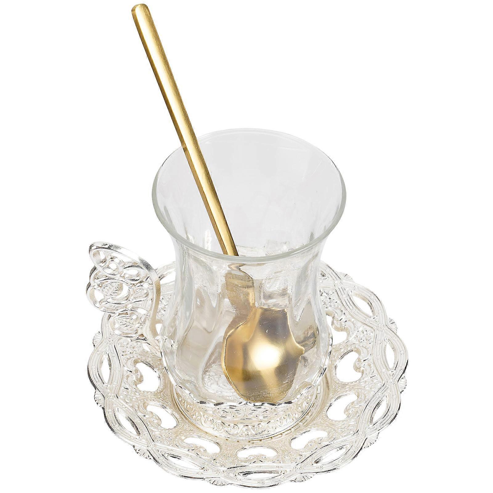 Here's a refined and appealing product description for your **Elegant Glass Tea Cup Set**:

 

**1 Set Elegant Glass Tea Cup Set with Saucer and