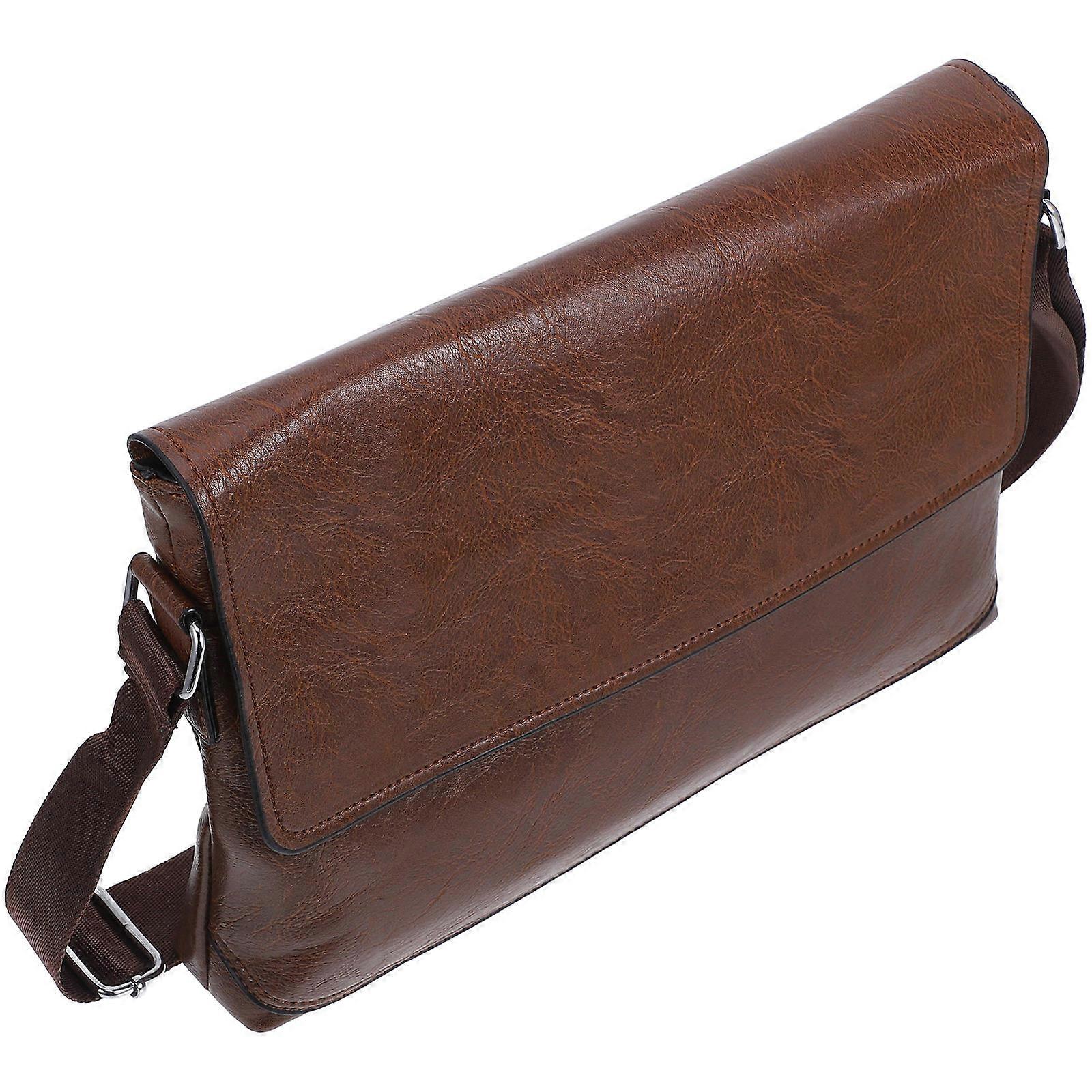 Man Briefcase Crossbody Bag For Man Everyday Use Light Brown 33x24.5cm Rectangular Mens Briefcase 1Pack