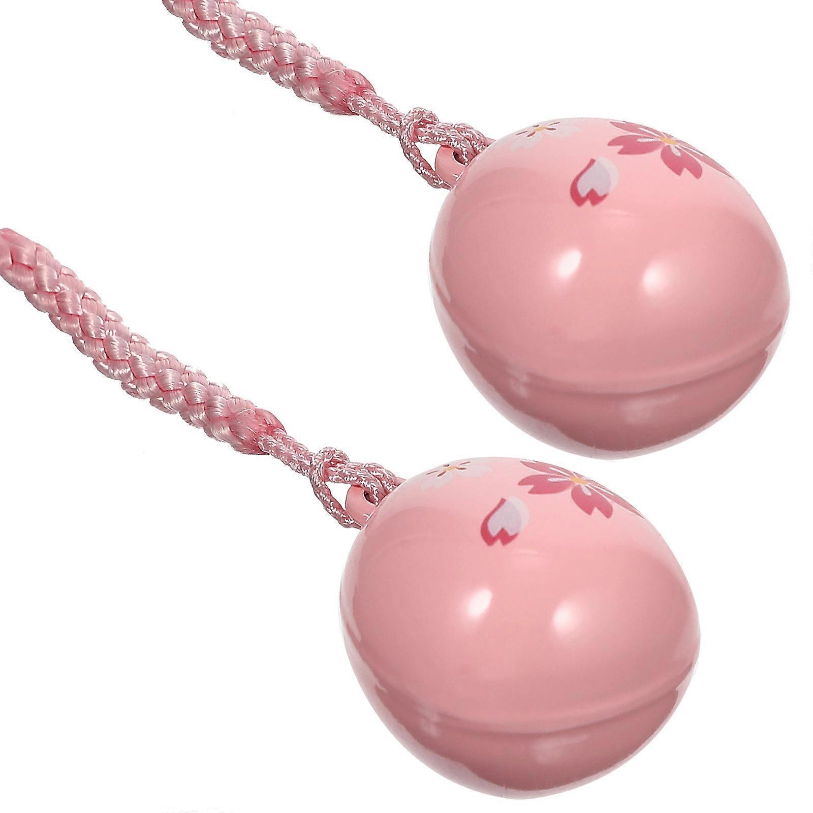 Pink Copper Phone Charm Pendant for Decor with Cherry Bell Design and Delicate Appearance 2 Pieces