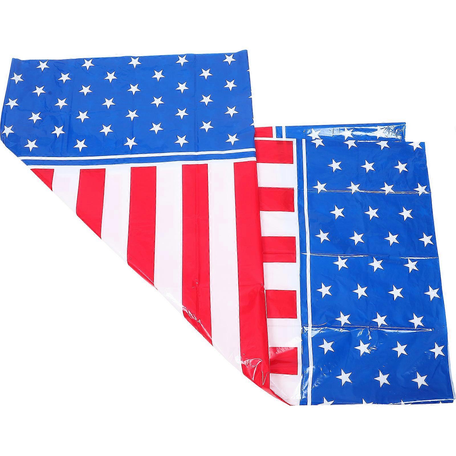Patriotic Independence Day Table Cover with PE Material for 4th of July Decor Multi Color 52x104