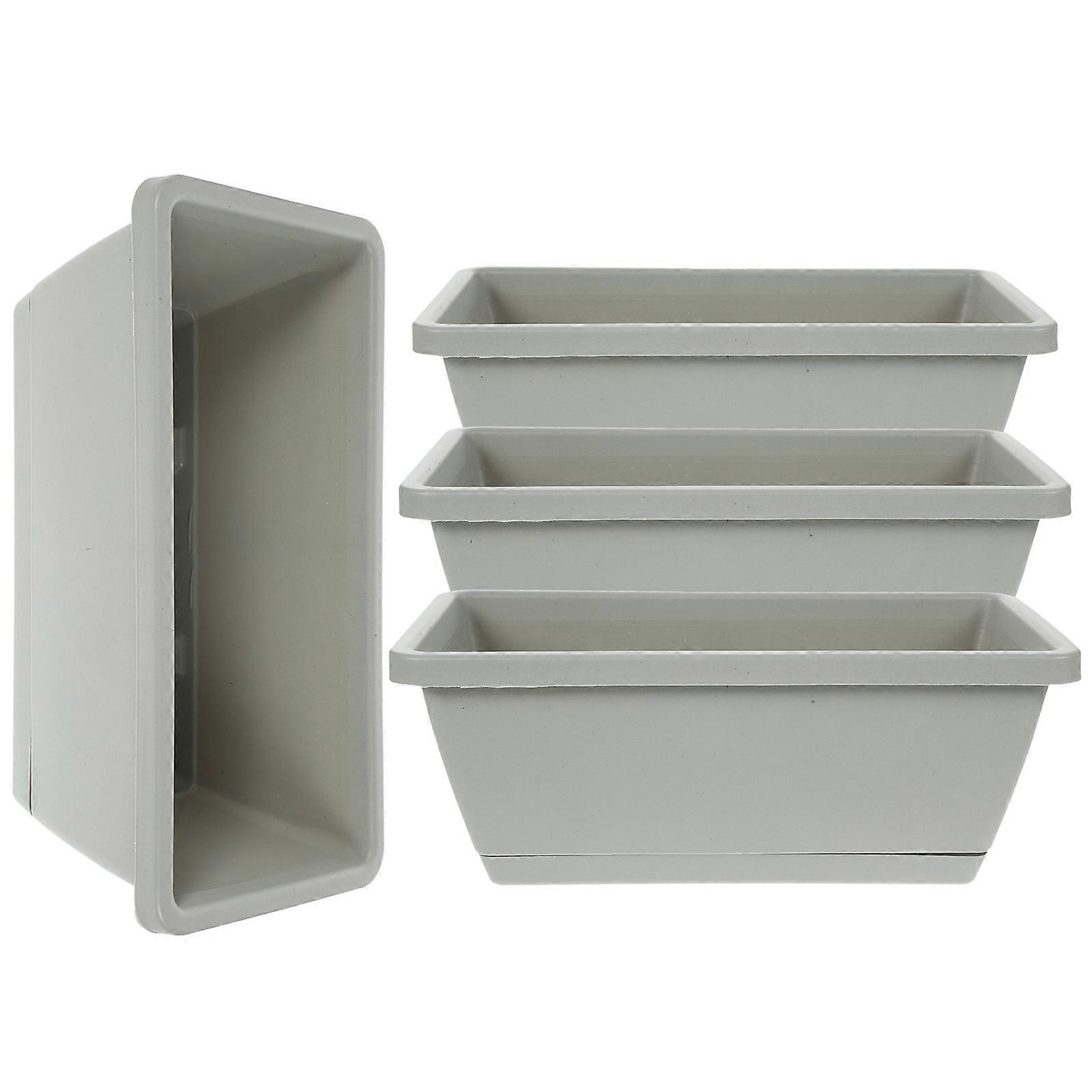 4pcs Window Box Planter Plastic Vegetable Flower Planters Boxes Rectangular Flower Pots with Saucers