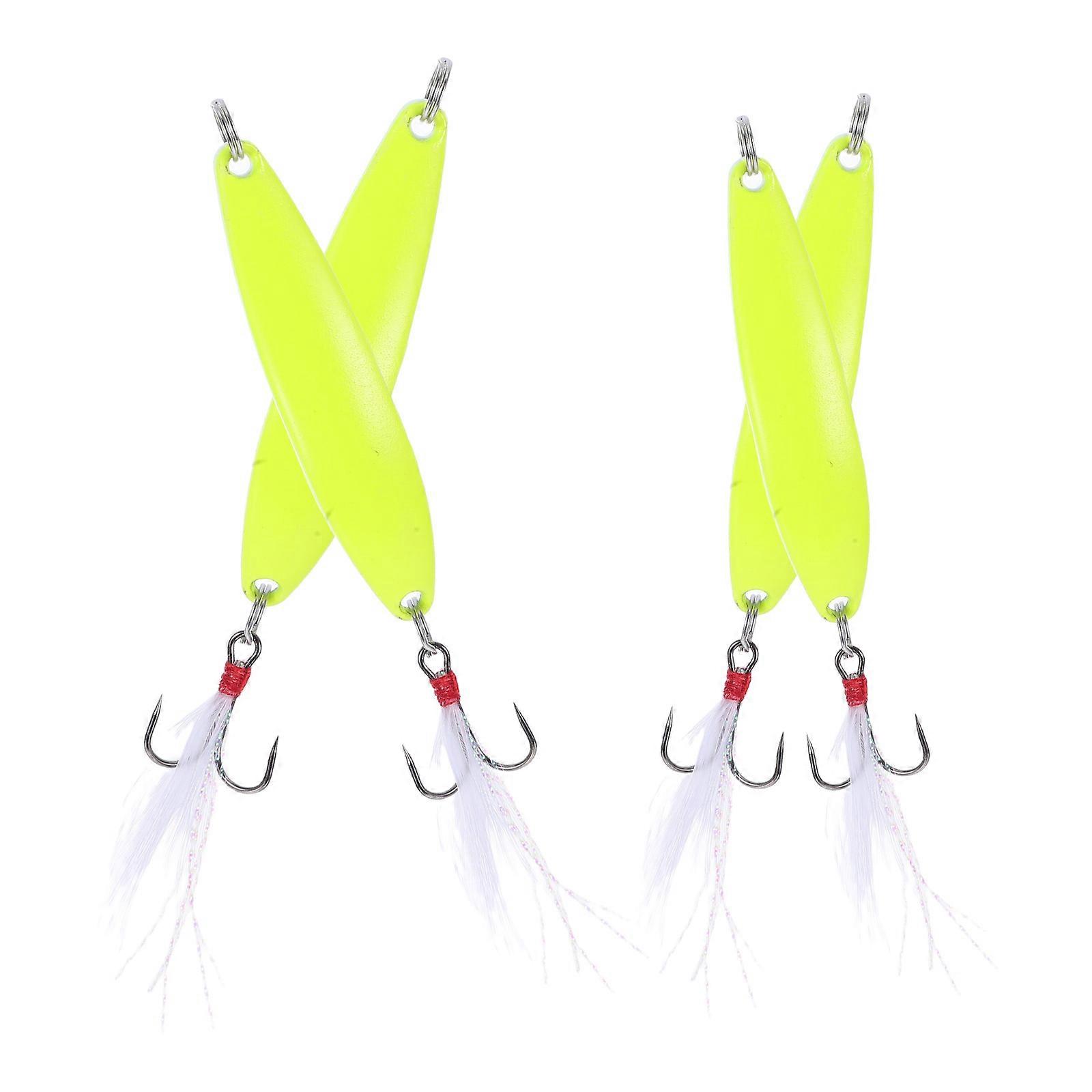 4pcs Luminous Floating Hard Artificial Fish Lures with High Metal Hooks for Night Fishing – Light Green Sequins, Suitable for Squid and Multiple Fish