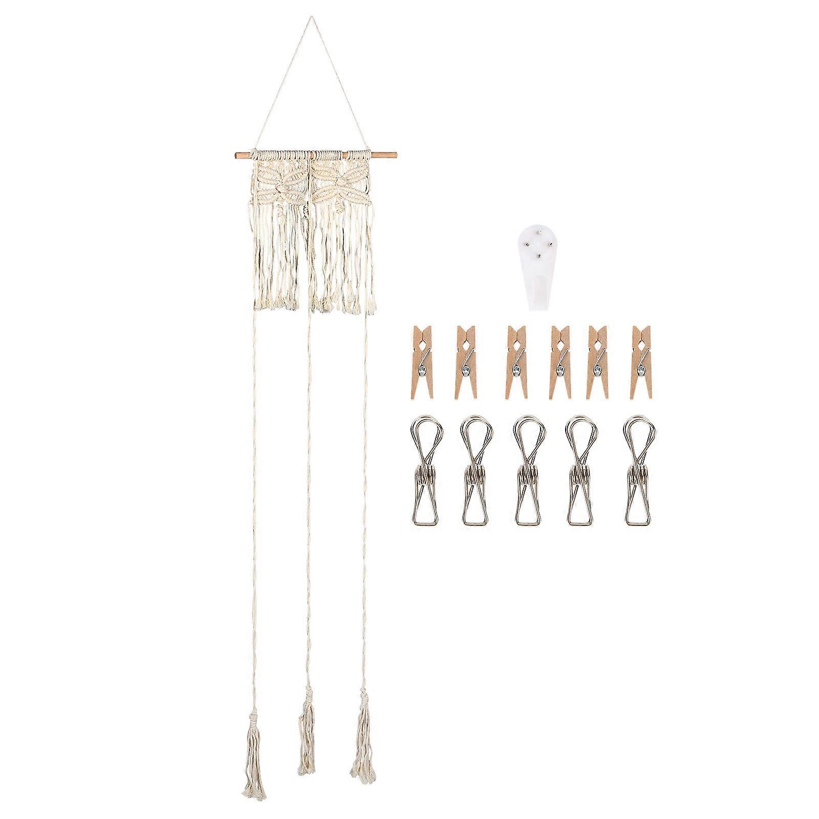 Hat Storage Organizer Macrame Hat Hanger Cotton Rope Hat Holder Wall Decoration 175x40cm Rectangular 1Pcs