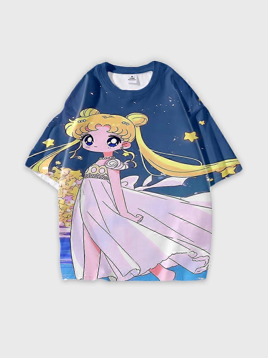 T-shirt round neck Role Pattern loose short sleeve D2272