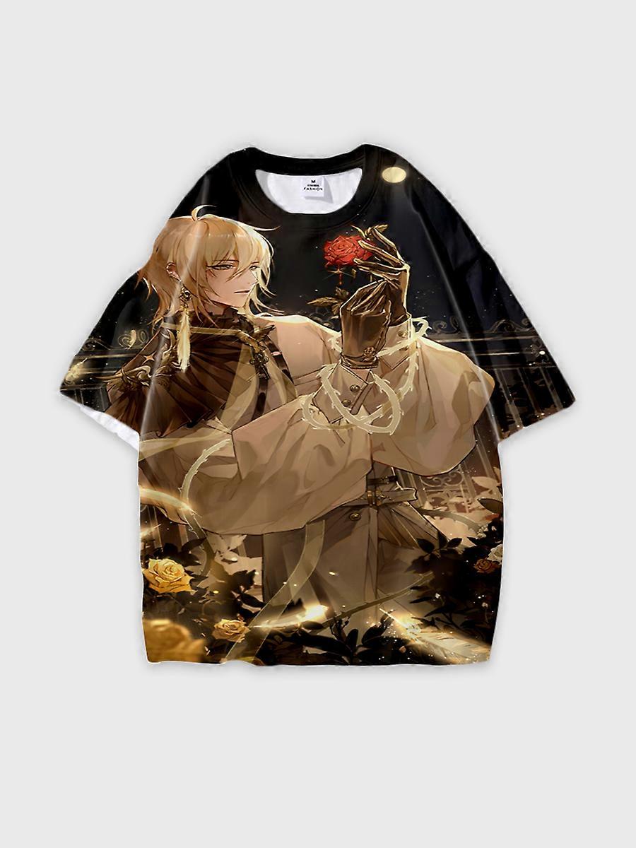 T-shirt round neck Role Pattern loose short sleeve E2452