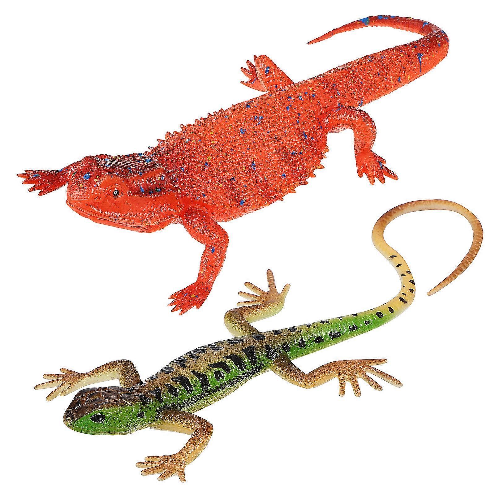 2 Pcs Realistic Lizard Figurines Decorative Animal Models for Wild Lizard Display Prank Props