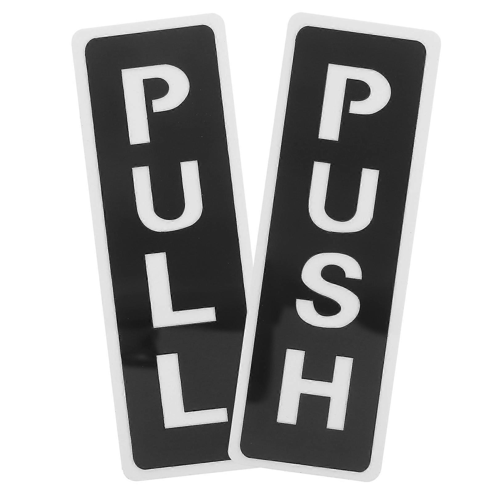 Push Pull Door Sign with Double Layer 3D Design Made from Acrylic Black Color for Office Use Stylish Mirror Finish