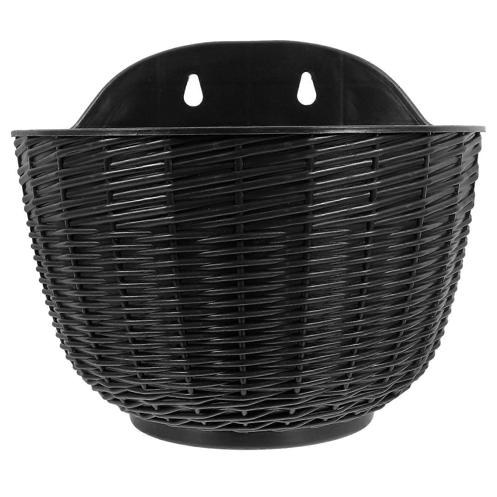 Elegant Semicircle Hanging Planter in Black Resin for Gardening Use with Large Capacity and Easy Installation 10.5 Inches Diameter