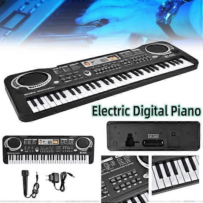 61 Keys Electric Piano Keyboard Instrument Toy with Microphone for Kids EU Plug -ALA