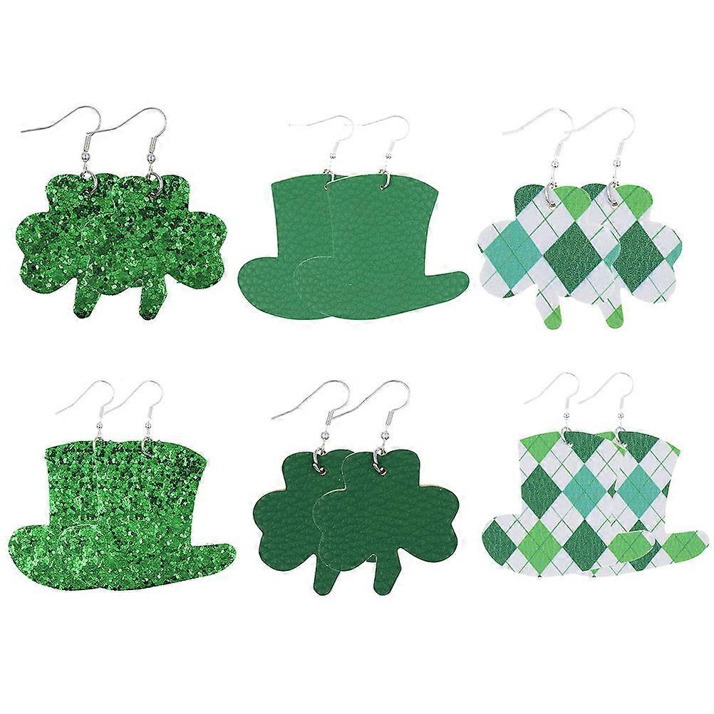 St Patrick's Day Clover Shaped Earrings for Decoration Green Color Lightweight and