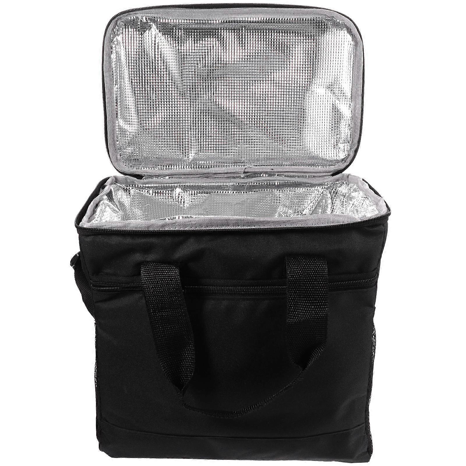 Large Capacity Insulated Lunch Bag for Home Use with Oxford Cloth Black Color