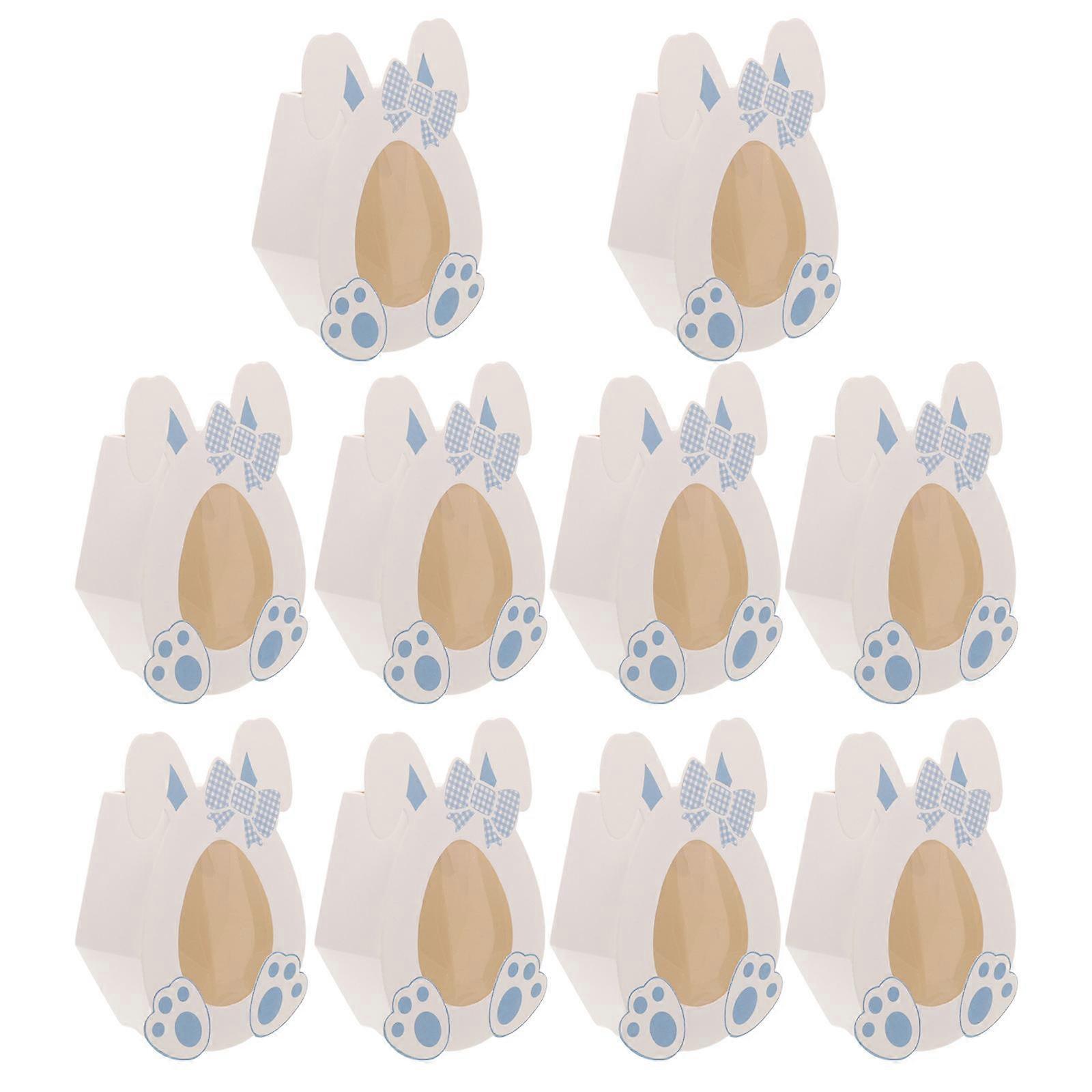 Blue Boxes with Bunny Design for Candy Cookies Storage Party Decor Paper Favor Boxes 10 Pieces
